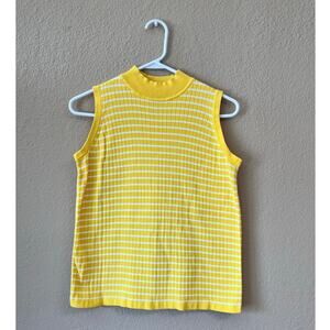 Vintage 90's Westbound yellow striped mock neck cotton tank size S